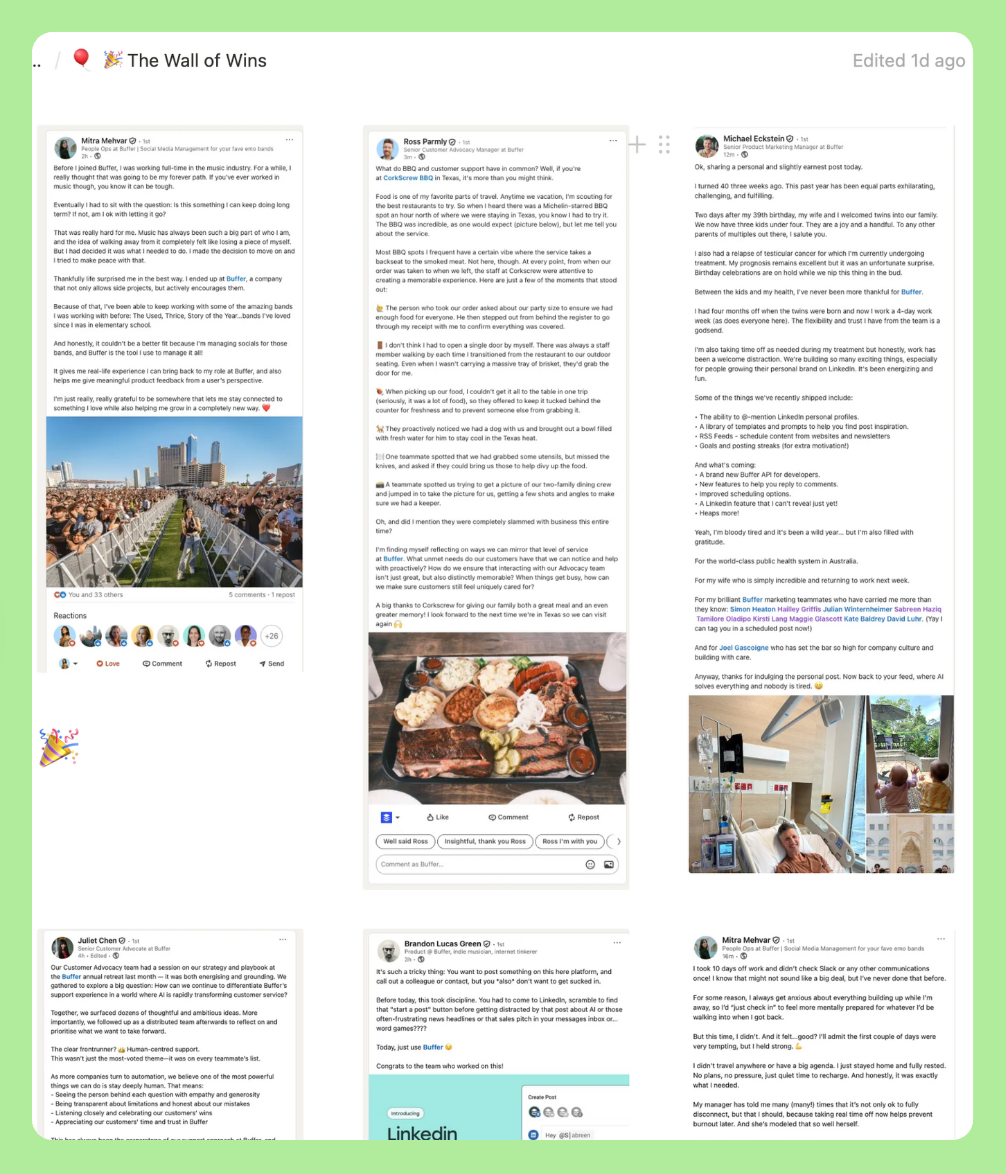 The Wall of Wins on the Team of Creators Resources HQ